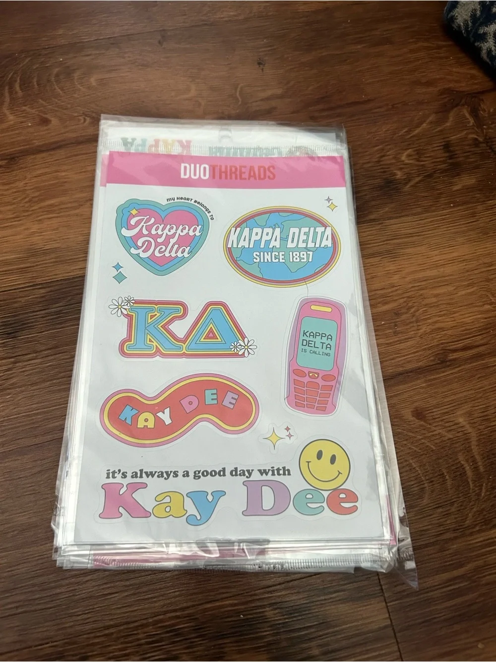DuoThreads Kappa Delta Pink Sticker Sheet - Kay Dee